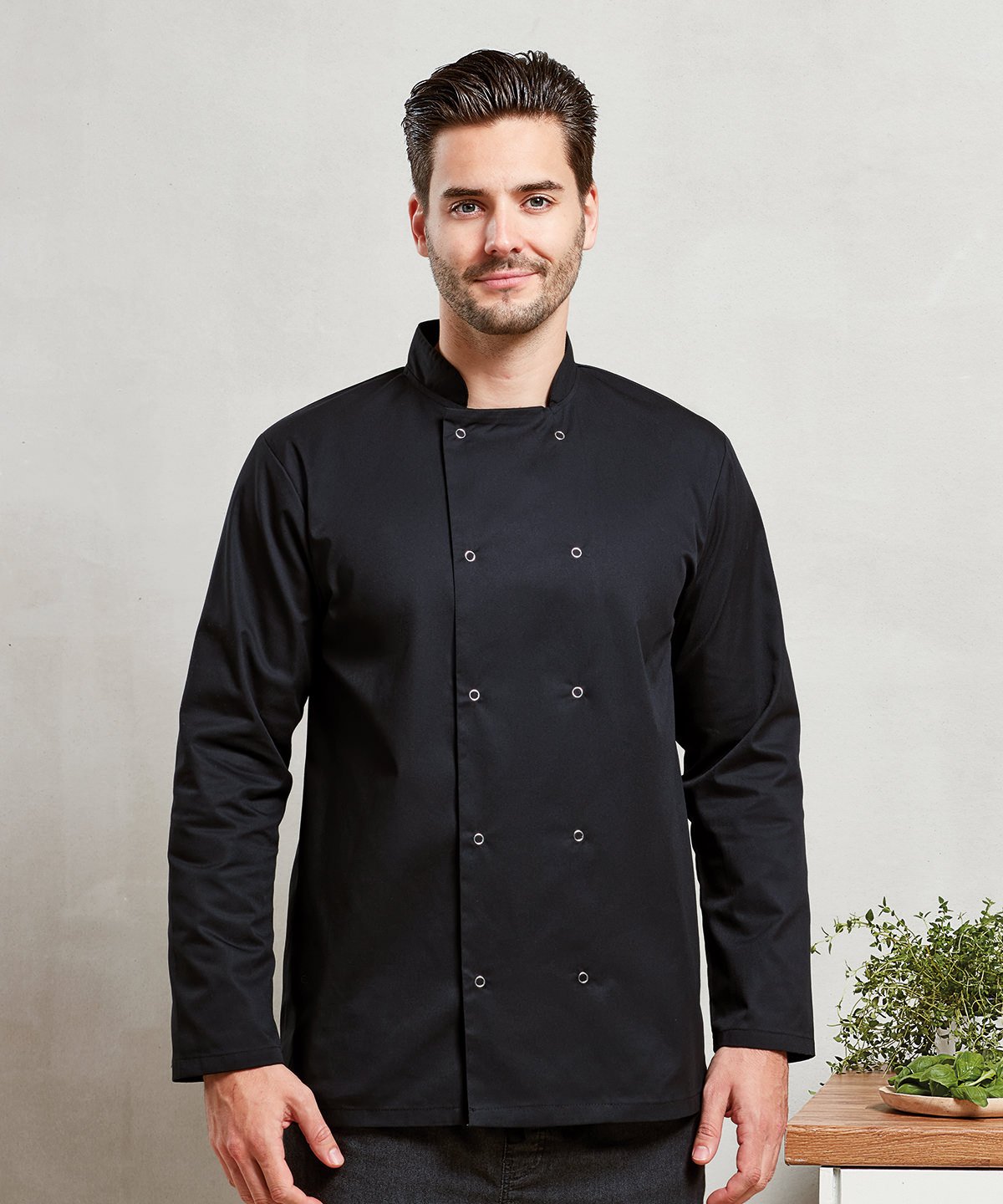 Premier Studded Long Sleeve Chefs Jacket